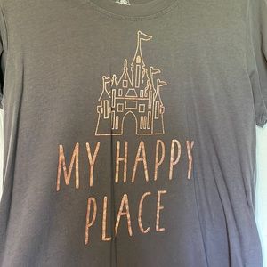 Disney My Happy Place shirt with cut out shoulders